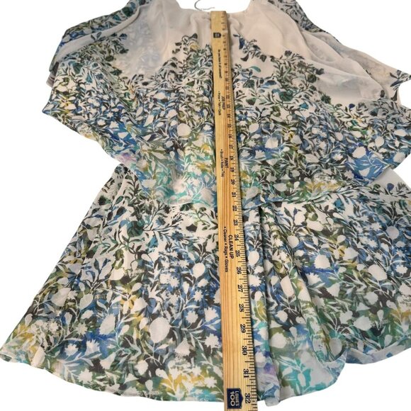 Free People Floral Print Mini Dress Boho Cape Overlay Size S - Picture 8 of 11